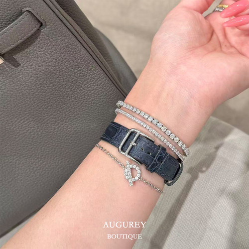 AUGUREY 06/25 白女感网球手链钻闪时髦简约气质优雅配饰叠戴ins