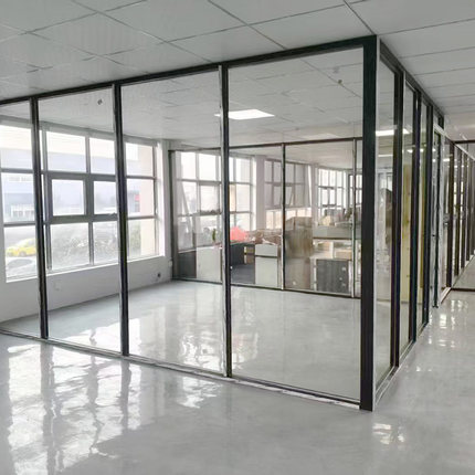 广东广州厂家定制玻璃隔断墙办公室双玻百叶高隔间铝合金隔音防火