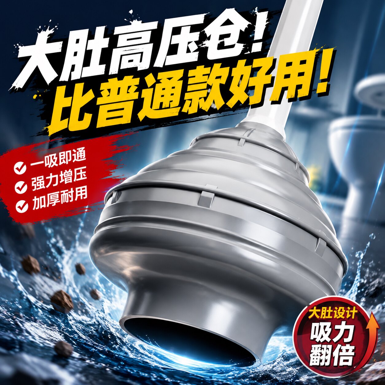 马桶疏通器皮搋子通下水道新型厕所厨房堵塞专用工具神器马桶塞
