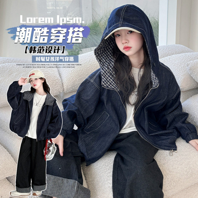 女童秋装牛仔外套2025新款韩版宽松休闲开衫春秋季百搭上衣