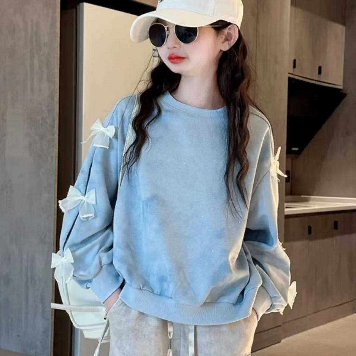 女童卫衣秋装2024新款洋气儿童春秋款长袖秋季童装炸街上衣