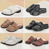 43低跟软底女士41妈妈鞋 特价 女44加宽凉拖鞋 包头拖鞋 真皮加肥大码