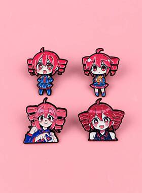 重音双马尾女孩胸针徽章服装背包饰品配饰别针外贸合金胸章