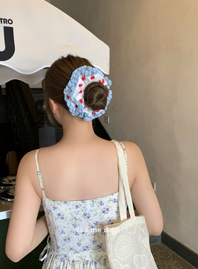 韩国发饰红色波点大肠发圈高级感扎丸子头饱满气质慵懒发绳女