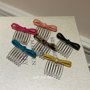 韩版蝴蝶结醋酸倒插发梳2025新款高端碎发刘海气质百搭发梳