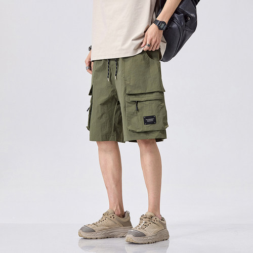 夏季宽松水洗口袋青年短裤