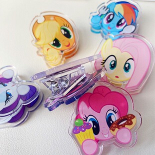 小马宝莉双面pp夹卡通动漫ins风高颜值亚克力多功能收纳学生夹