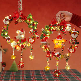 圣诞门环挂饰送女生闺蜜礼物扭扭棒手工diy材料包发光圣诞树装饰