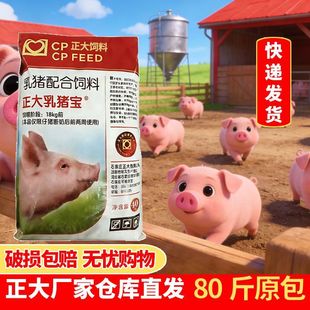正大乳猪宝80斤开口料专用高蛋白小猪教槽料保育料颗粒猪饲料喂狗
