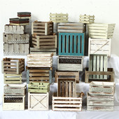 孤品大集合 复古做旧木质收纳筐储物筐木条筐箱子整理箱花盆 美式