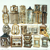 孤品大集合 外贸原单仿古做旧实木风灯烛台木制灯笼户外马灯摆件
