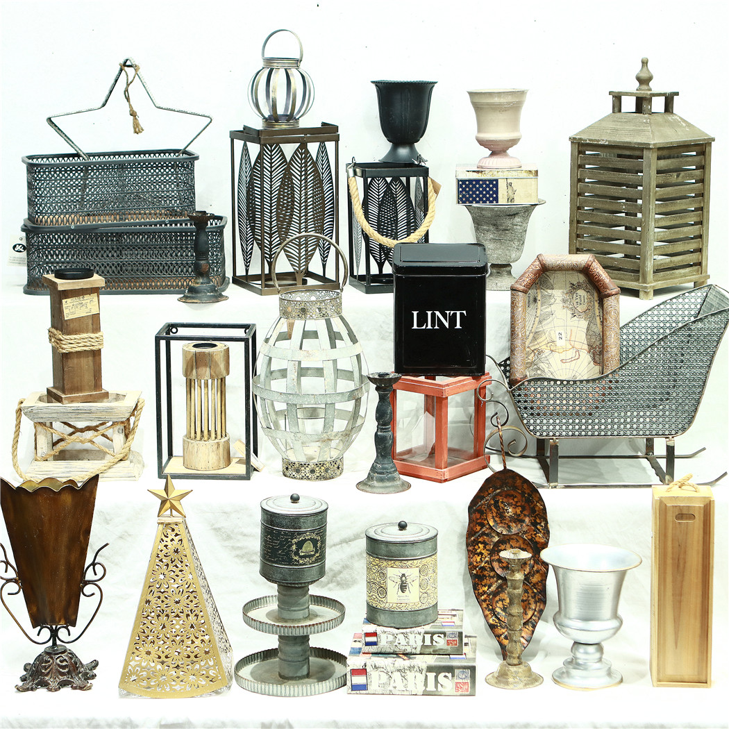 仿古做旧铁艺木质zakka杂货摆件