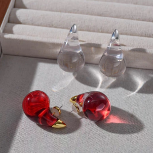 王菲春晚大颗水滴形显白简约时髦耳钉小众设计感小众复古百搭耳环