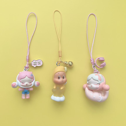 POPMART泡泡玛特新款萌粒星星人手机挂链手机绳U盘包包短绳小挂件