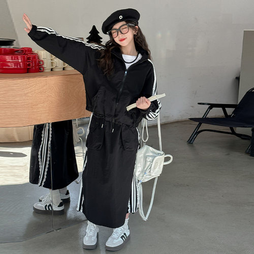 女童秋装套装2024新款儿童长袖上衣半身裙两件套洋气时髦春秋衣服