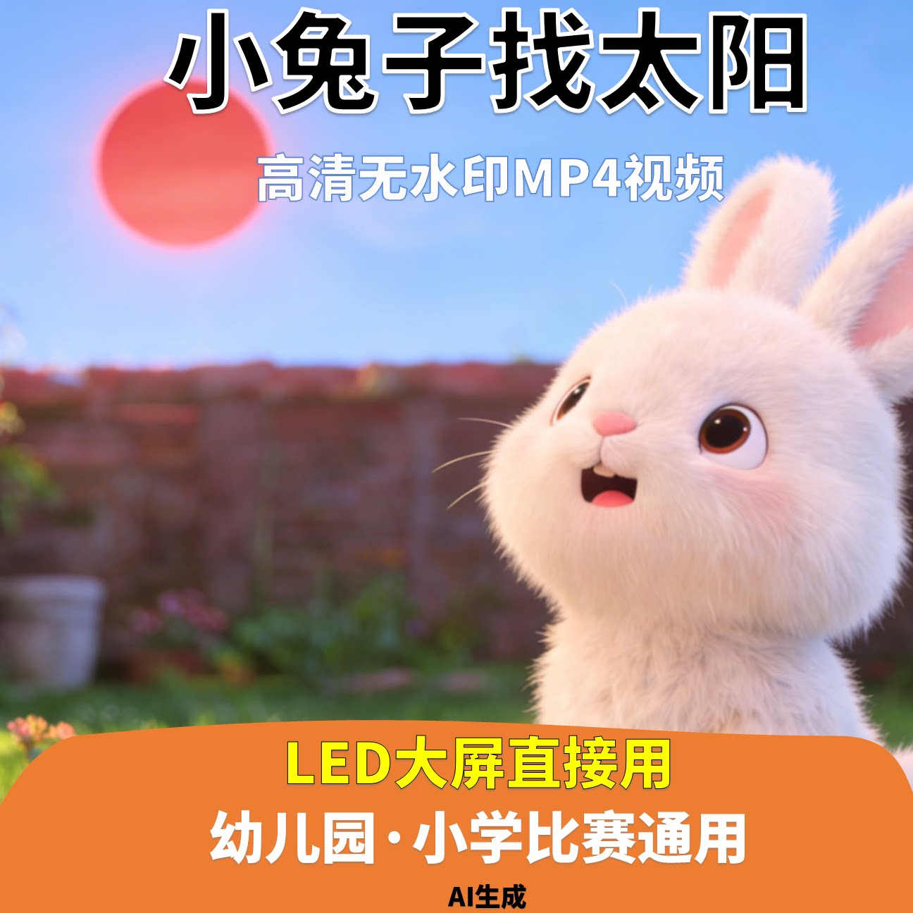 小兔子找太阳 讲故事 背景视频 配乐成品 2分26秒LED高清 AI生成