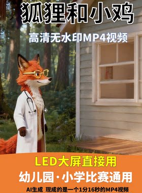 狐狸和小鸡 讲故事 背景视频 配乐1分16秒 少儿演讲LED高清AI生成