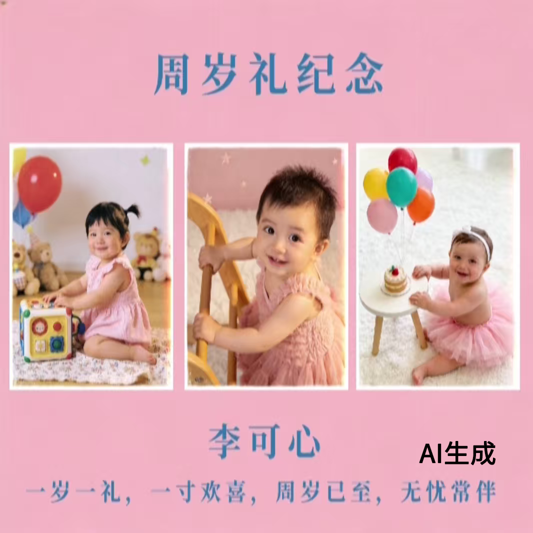 儿童生日相册 模版 提供竖版照片20张横版照片文字可换10张即可