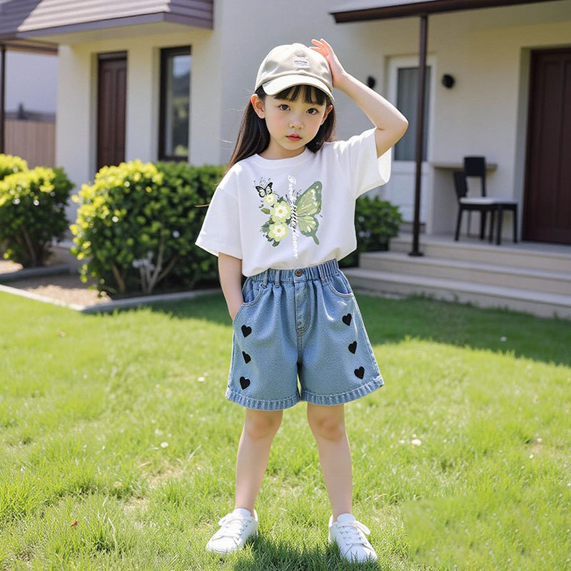 女童夏装新款套装韩系卡通印花
