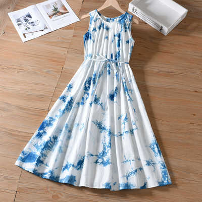 扎染裙子简约大理古法连衣裙