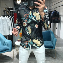 花衬衫 男 潮流欧美风潮牌修身 3D印花长袖 潮流长袖 男士 新款 秋季 个性