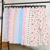 家居裤 长裤 春秋薄款 梭织棉宽松大码 女式 休闲月子起居裤 纯棉布睡裤