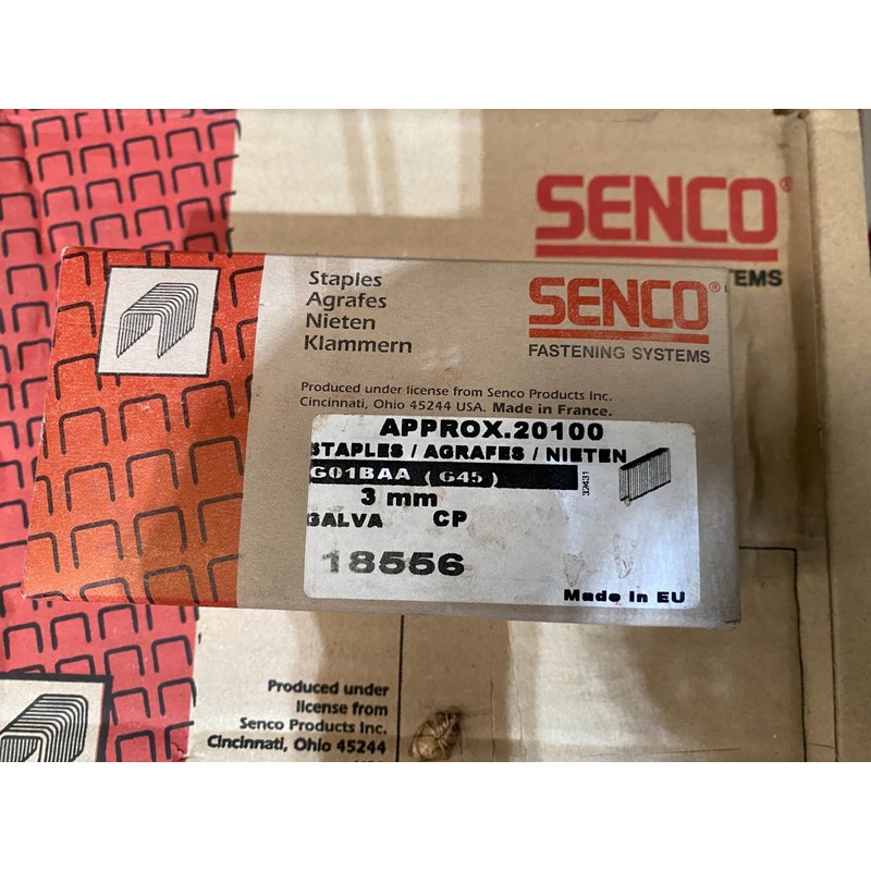 SENCO G01BAA 18556 Staples 3mm Galva CP Box Of 20100pcs x1pc