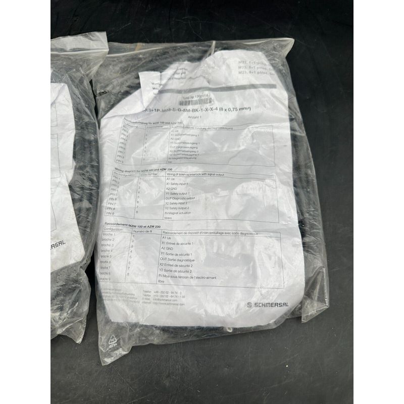 2 x pc SCHMERSAL 1209959 CONNECTOR CABLE A-K8+1P-M23-S-G-5M-