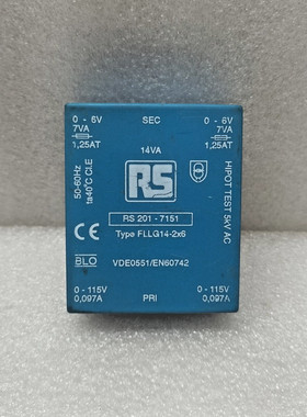 RS 201-7151 6V PCB 变压器 14伏安 FLLG14-2x6