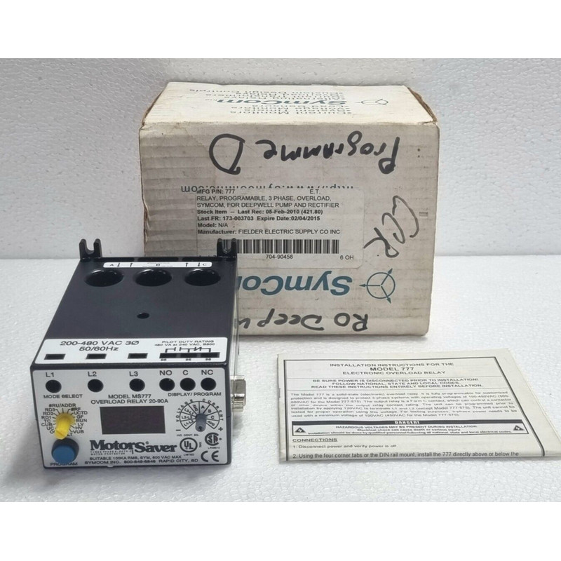 SymCom Motorsaver MS777 Overload Relay 20-90A / 200-480 VAC