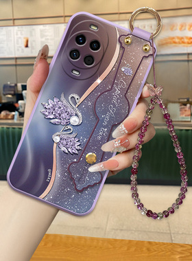 适用于华为Nova14手机壳新款Nova14pro鎏金天鹅女款时尚Nova13腕带Nova12全包带紫色斜挎绳nova11网红爆款