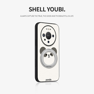新年礼品女款 高级60Pro Mate70Air皮纹全包防摔保护壳 80Pro时尚 圆脸熊猫适用于华为Mate80手机壳新款