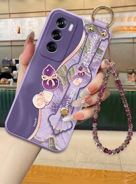 适用于OPPOReno12手机壳新款Reno15国风葫芦油画Reno14腕带支架全包保护壳Reno10高级感防摔斜挎绳9女款软