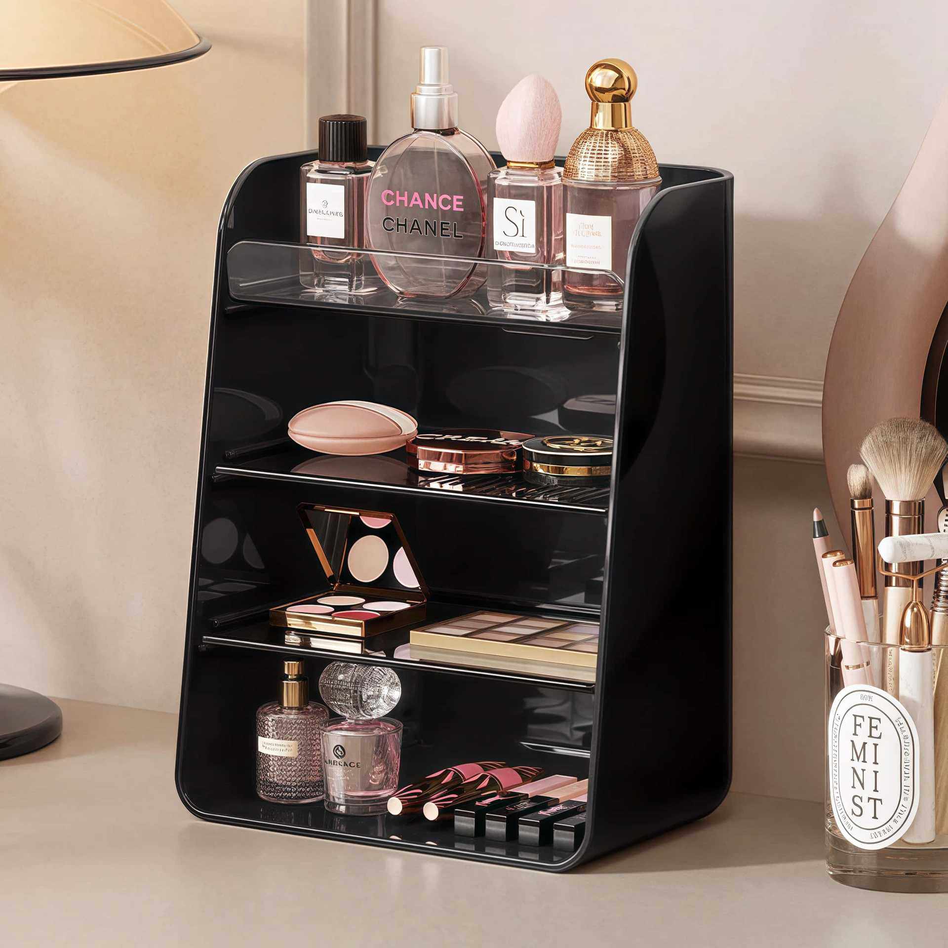 化妆品收纳盒亚克力多层桌面柜子香水口红梳妆台护肤品置物架