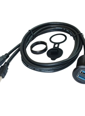 圆形USB3.0 2.0带灯黑色转接头HDMI母插座前后双Type-C头直插线