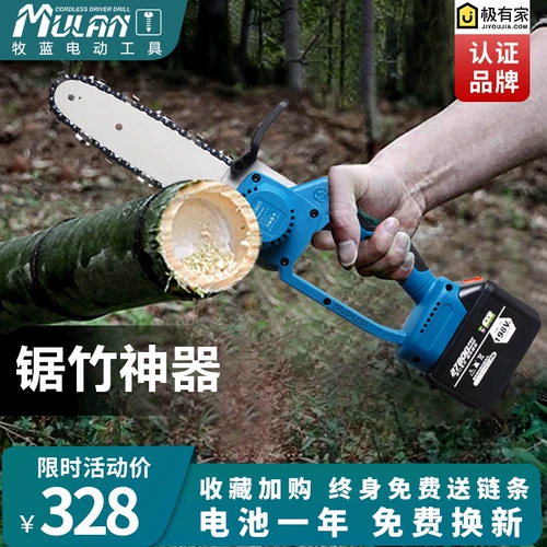 Германская цепочка по бытовой батарейке с бензийной батареей видела небольшие портативные портативные зарядки лития, зарядка лесозаготовки, видение пилы на открытом воздухе бамбуковое артефакт