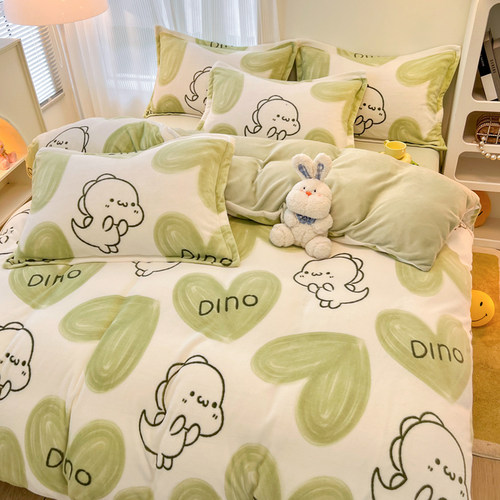 冬季加厚牛奶绒四件套