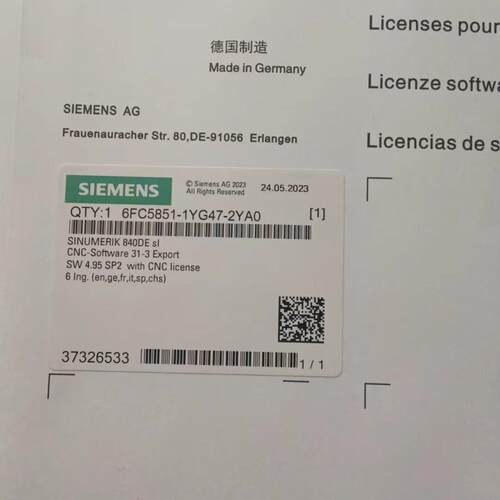 6FC5851-1YG46-1YA0 CNC系统软件 工控自动化配件议价维修