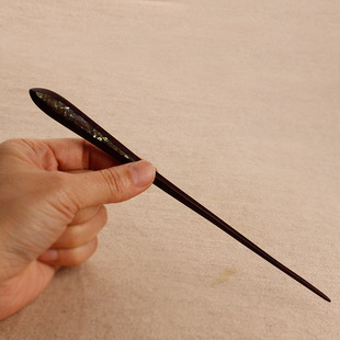 镶嵌螺钿小叶紫檀手工原创小众设计发簪复古简约发饰实木