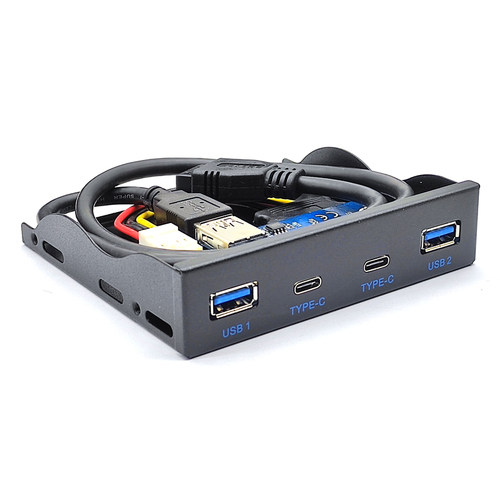 USB3.2 GEN1前置软驱光驱位面板5.25/3.5寸19PIN转双TYPE-C USB口