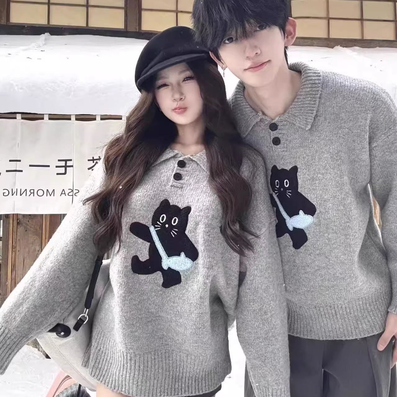 情侣装超火毛衣韩版宽松法式