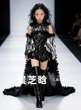 出租女童黑色白色条纹运动芭蕾万兽之王模特走秀舞台演出潮服礼服