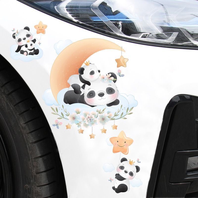 可爱卡通熊猫防水汽车装饰贴纸画