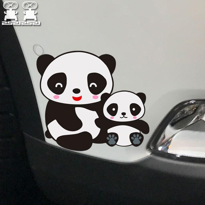 可爱卡通熊猫汽车贴纸电动车摩托车装饰贴画车尾贴防水防晒贴画