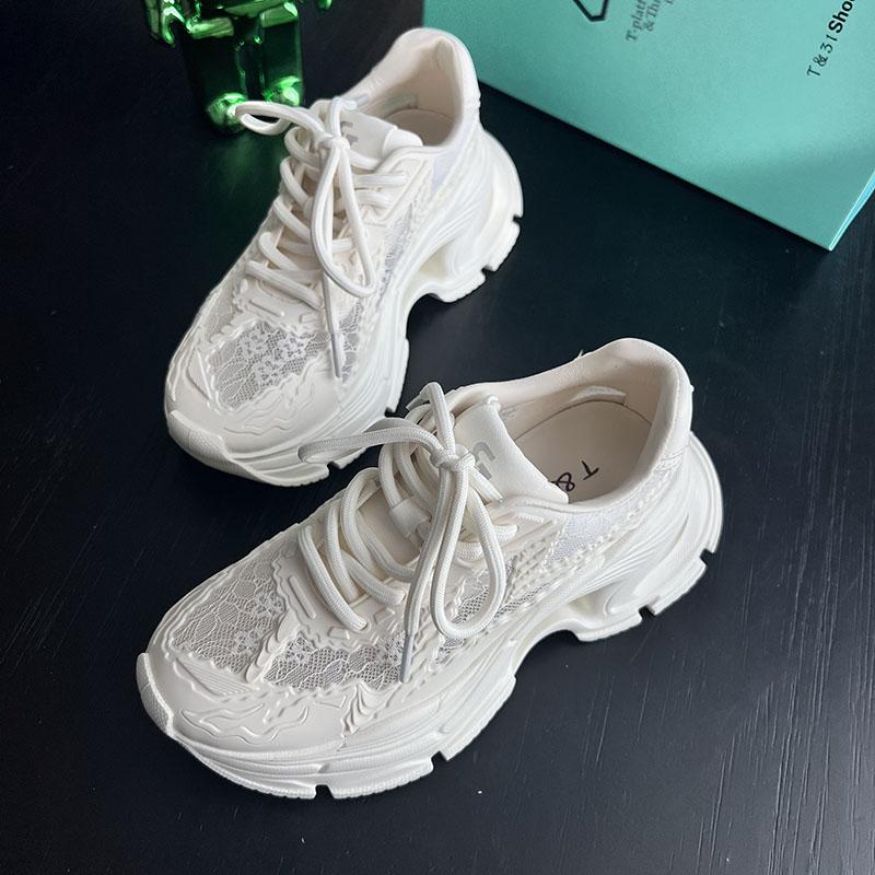 蕾丝网面老爹鞋T316CM增高