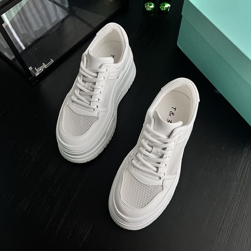 T31厚底增高网面透气8CM小白鞋