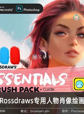 大神人物肖像绘画PS笔刷插画师Rossdraws专用PS及Procreate笔刷