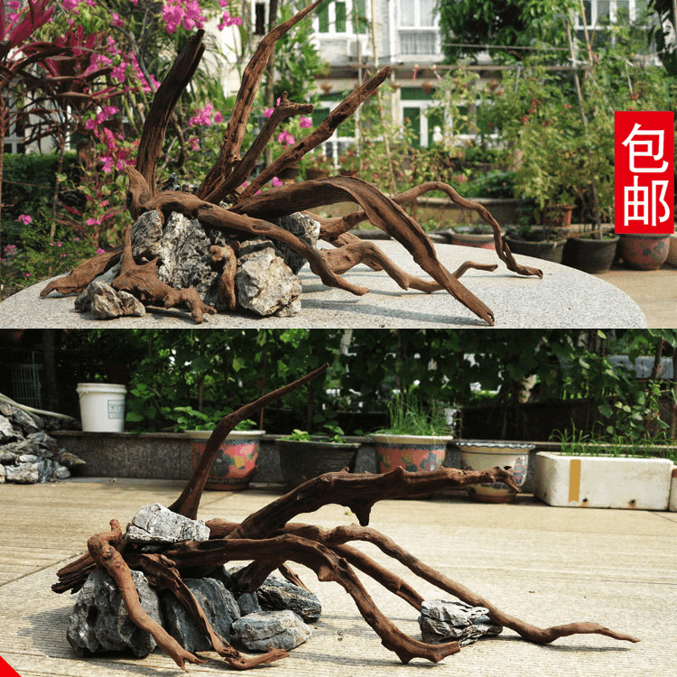 沉木造景套餐 水草缸 水草泥 种植土 人造水草 景观鱼缸造景水草