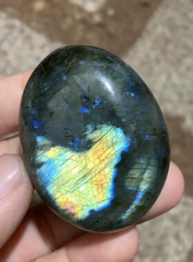 拉长石手玩把件W原石摆件天然蓝光月光石彩光儿童矿石标本宝奇石