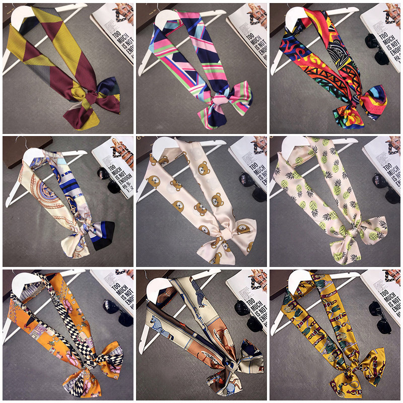 小丝巾女春夏韩版百搭文艺领巾装饰围巾领带韩国复古长条细窄方巾